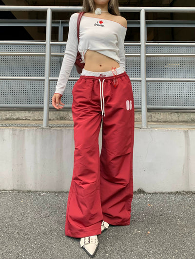 ZZ Contrast Layered Waist Track Pants-korean-fashion-Pants-ZZ's Closet-OH Garments