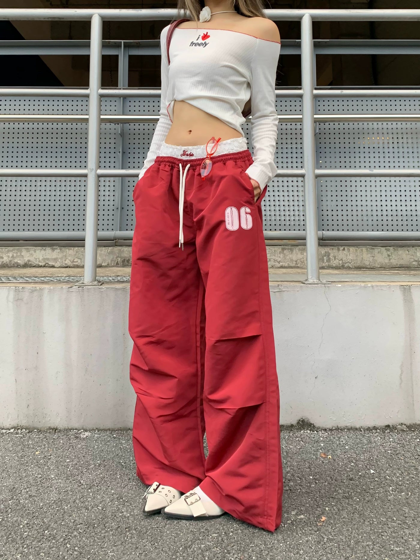 ZZ Contrast Layered Waist Track Pants-korean-fashion-Pants-ZZ's Closet-OH Garments