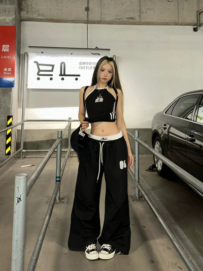 ZZ Contrast Layered Waist Track Pants-korean-fashion-Pants-ZZ's Closet-OH Garments