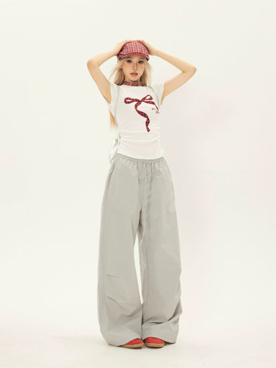 ZZ Plaid Ribbon Bow T-Shirt-korean-fashion-T-Shirt-ZZ's Closet-OH Garments