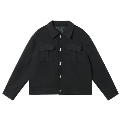 Chuan Metal Buttons Breast Pocket Jacket-korean-fashion-Jacket-Chuan's Closet-OH Garments