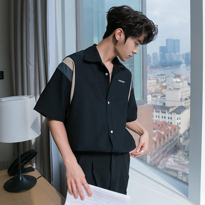 Chuan Two Tone Arm Lines Shirt-korean-fashion-Shirt-Chuan's Closet-OH Garments