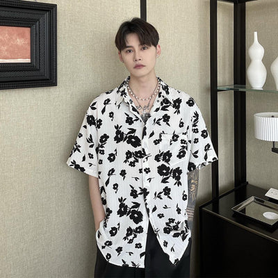 Cui Black Poppies Print Shirt-korean-fashion-Shirt-Cui's Closet-OH Garments