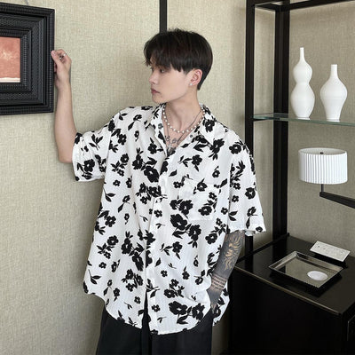Cui Black Poppies Print Shirt-korean-fashion-Shirt-Cui's Closet-OH Garments