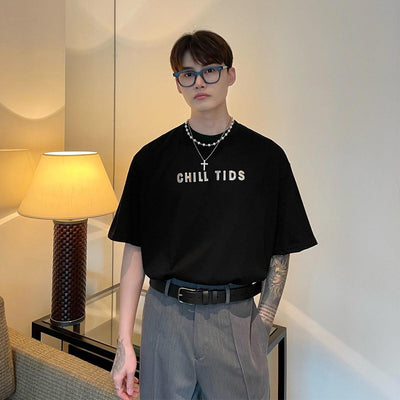 Cui Chill Tids Shiny Text T-Shirt-korean-fashion-T-Shirt-Cui's Closet-OH Garments