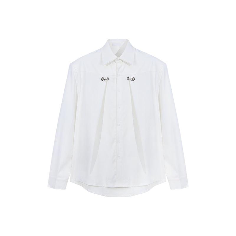 Cui Metal Detail Loose Buttoned Shirt-korean-fashion-Shirt-Cui's Closet-OH Garments