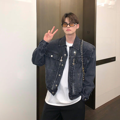 Cui Metal Sparkles Boxy Denim Jacket-korean-fashion-Jacket-Cui's Closet-OH Garments