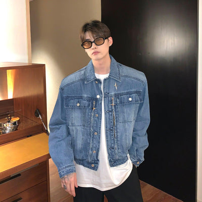 Cui Metal Sparkles Boxy Denim Jacket-korean-fashion-Jacket-Cui's Closet-OH Garments