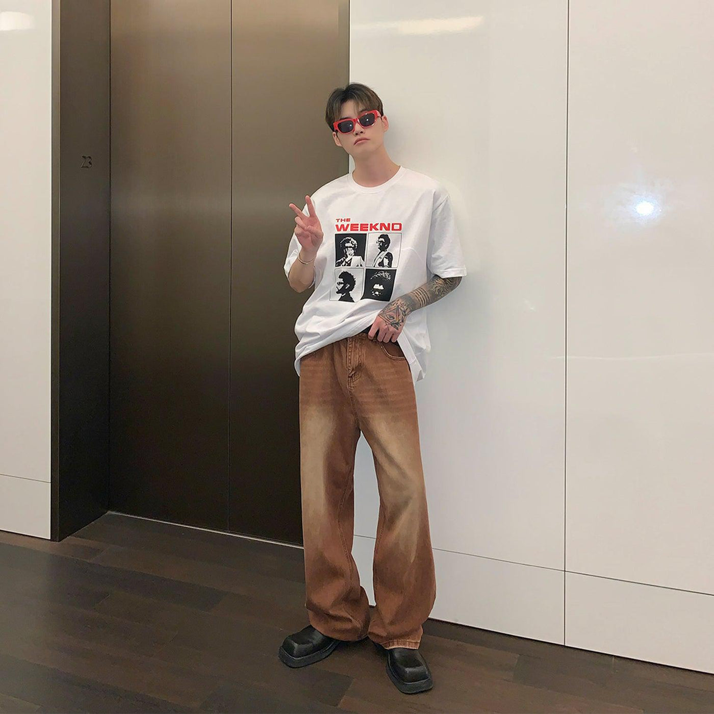 Cui Mid Fade Whiskers Wide Jeans-korean-fashion-Jeans-Cui's Closet-OH Garments