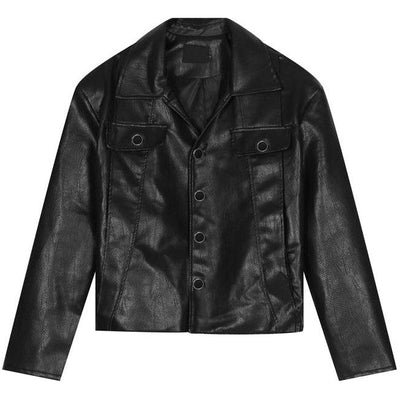 Cui Piped Detail Faux Leather Jacket-korean-fashion-Jacket-Cui's Closet-OH Garments