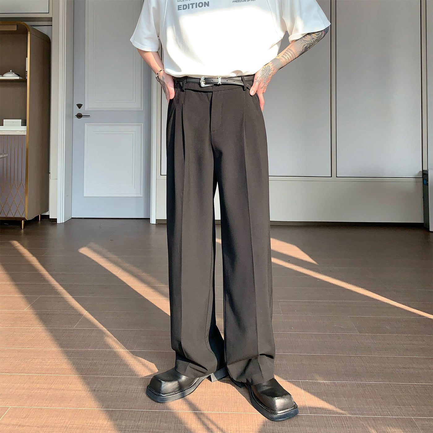 Cui Pleat Detail Formal Trousers-korean-fashion-Pants-Cui's Closet-OH Garments