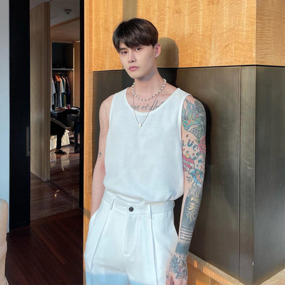 Cui Shiny Texture Tank Top-korean-fashion-Tank Top-Cui's Closet-OH Garments