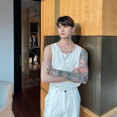 Cui Shiny Texture Tank Top-korean-fashion-Tank Top-Cui's Closet-OH Garments