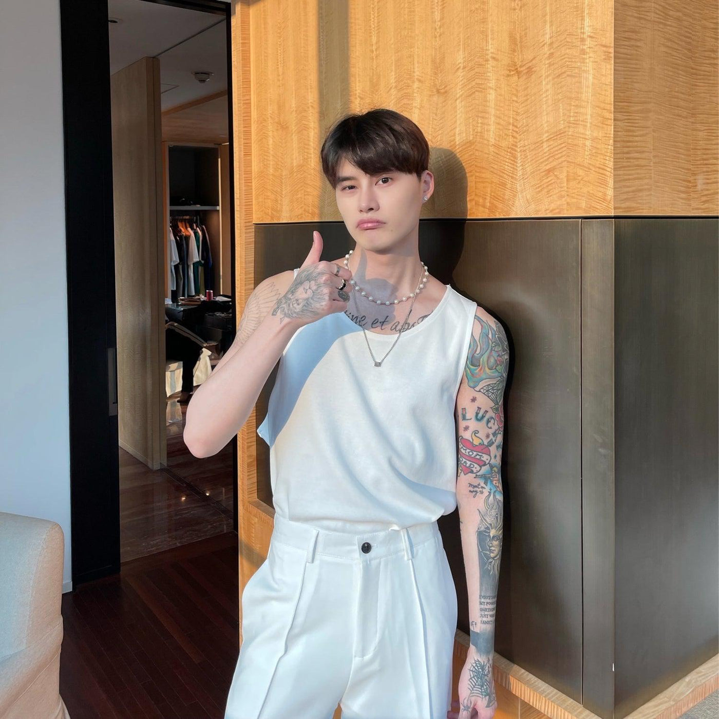 Cui Shiny Texture Tank Top-korean-fashion-Tank Top-Cui's Closet-OH Garments