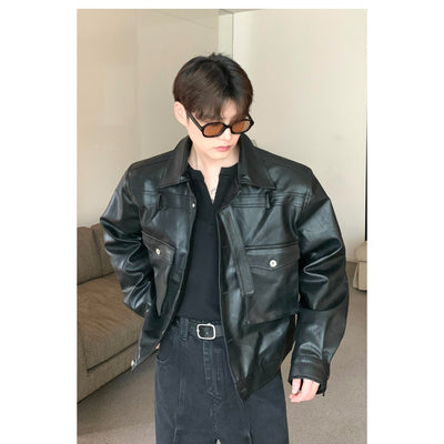 Cui Strap Lock PU Leather Jacket-korean-fashion-Jacket-Cui's Closet-OH Garments