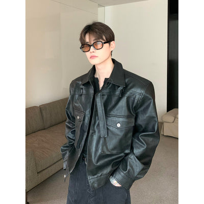 Cui Strap Lock PU Leather Jacket-korean-fashion-Jacket-Cui's Closet-OH Garments