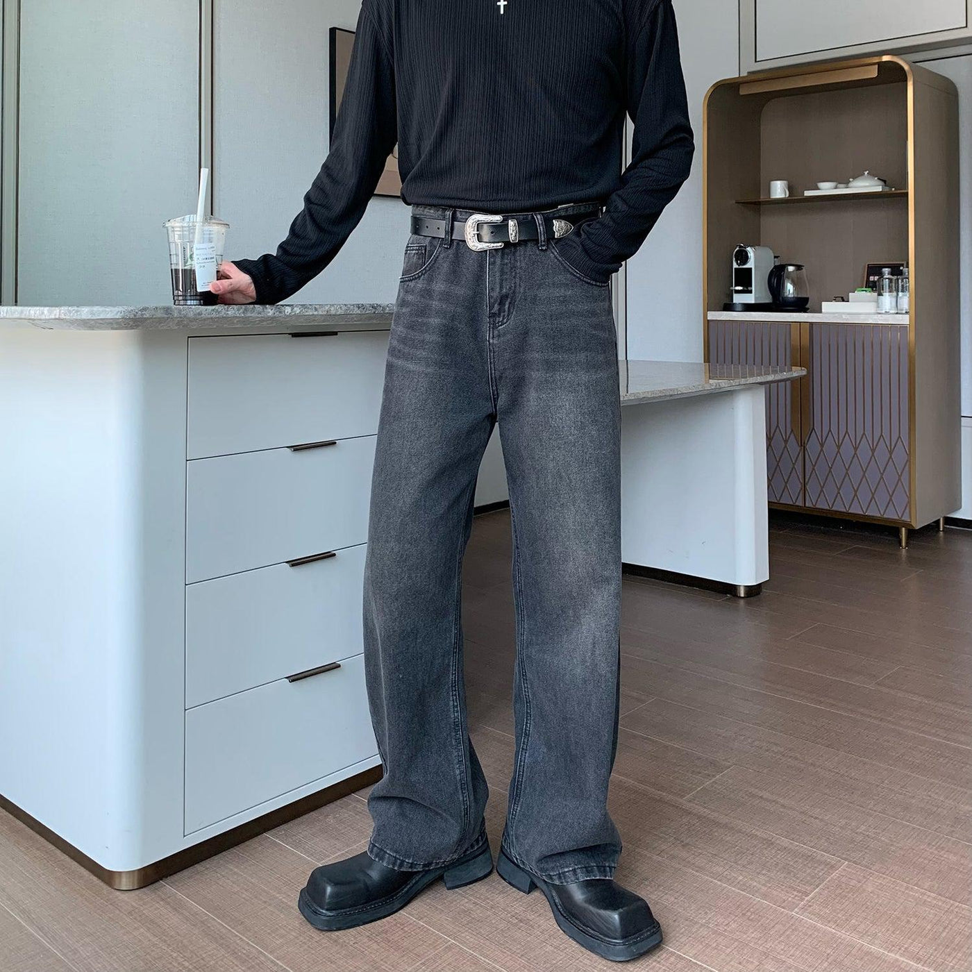 Cui Subtle Whiskers Bootcut Jeans-korean-fashion-Jeans-Cui's Closet-OH Garments