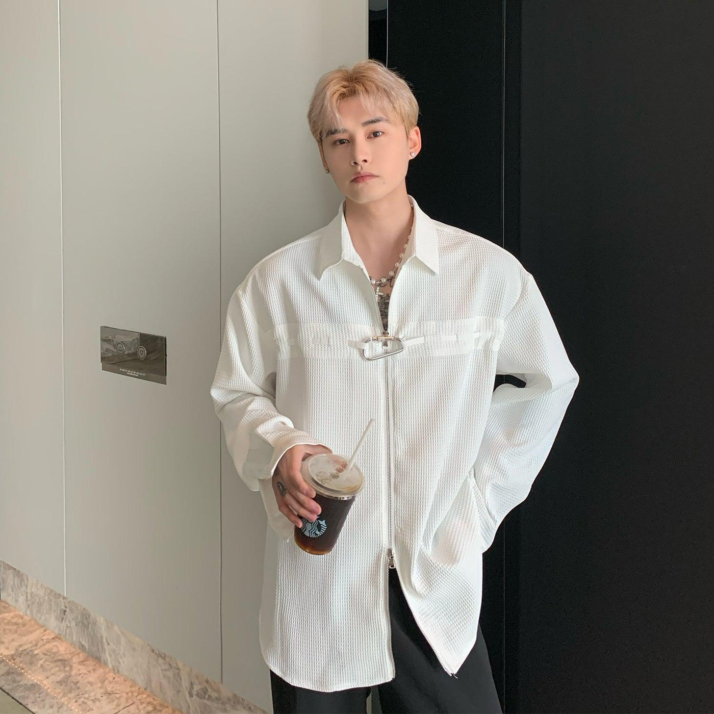 Cui Textured Button Shirt-korean-fashion-Shirt-Cui's Closet-OH Garments