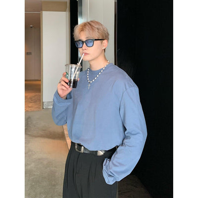 Cui Wide Sleeves Collared Long Sleeve T-Shirt-korean-fashion-T-Shirt-Cui's Closet-OH Garments