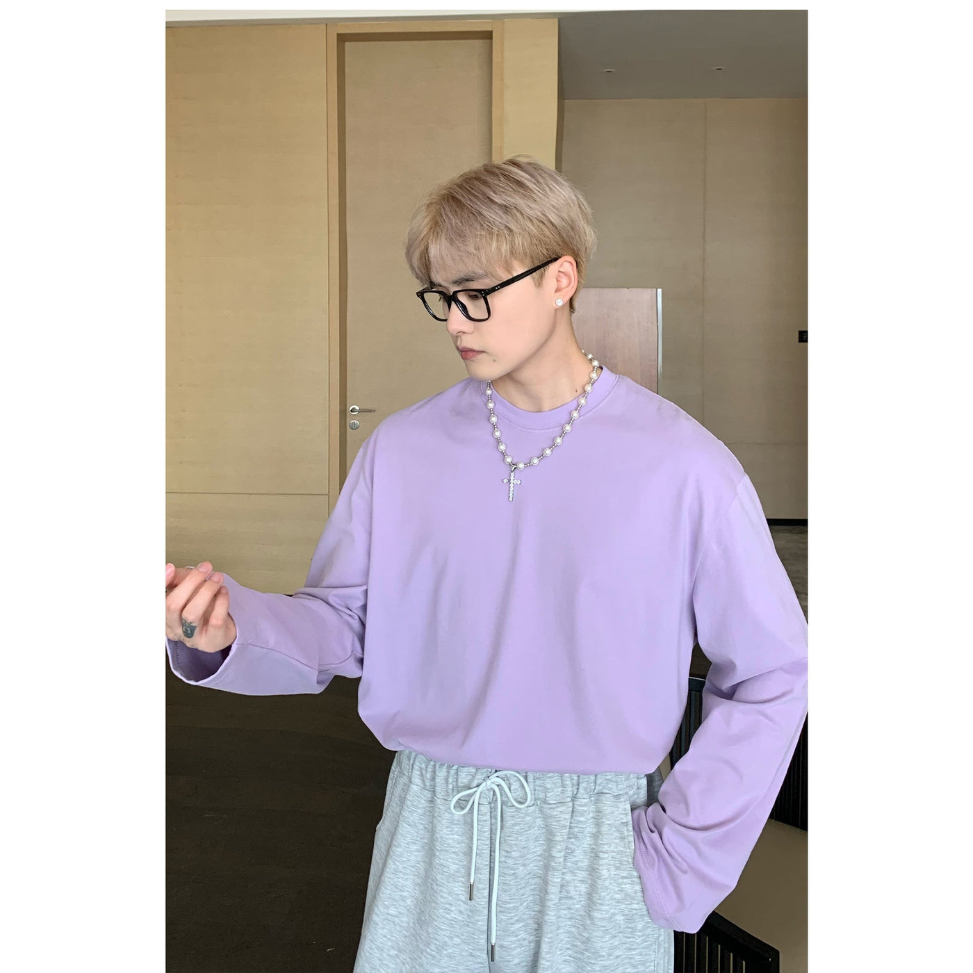 Cui Wide Sleeves Collared Long Sleeve T-Shirt-korean-fashion-T-Shirt-Cui's Closet-OH Garments