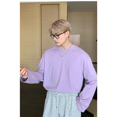 Cui Wide Sleeves Collared Long Sleeve T-Shirt-korean-fashion-T-Shirt-Cui's Closet-OH Garments