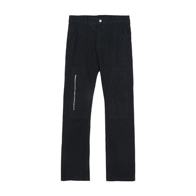 Cui Zip Patched Straight Fit Pants-korean-fashion-Pants-Cui's Closet-OH Garments