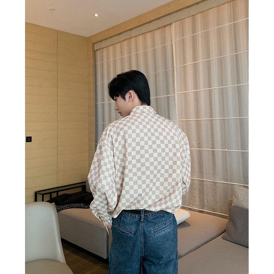 Hua Chequered Long Sleeve Shirt-korean-fashion-Shirt-Hua's Closet-OH Garments