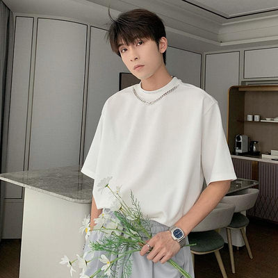 Hua Collar Chain T-Shirt-korean-fashion-T-Shirt-Hua's Closet-OH Garments