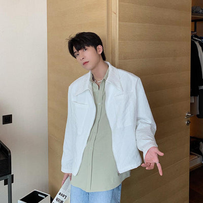 Hua Double Pockets Cropped Jacket-korean-fashion-Jacket-Hua's Closet-OH Garments