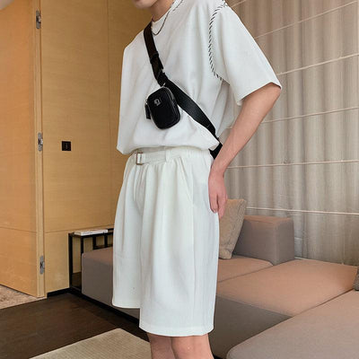 Hua Essential Cloth Belt Pleated Shorts-korean-fashion-Shorts-Hua's Closet-OH Garments
