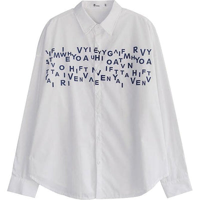 Hua Letter Jumble Long Sleeve Shirt-korean-fashion-Shirt-Hua's Closet-OH Garments