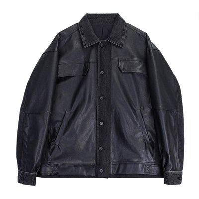 Hua Multi-pocket Faux Leather Jacket-korean-fashion-Jacket-Hua's Closet-OH Garments