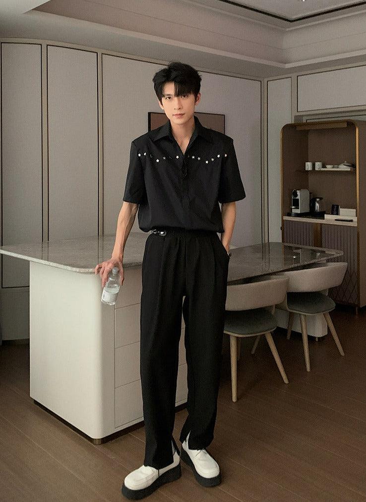 Hua Stars In Line Buttoned Shirt-korean-fashion-Shirt-Hua's Closet-OH Garments