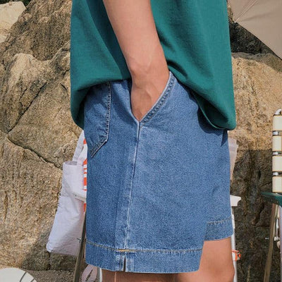 OH Above Knee Length Denim Shorts-korean-fashion-Shorts-OH Atelier-OH Garments