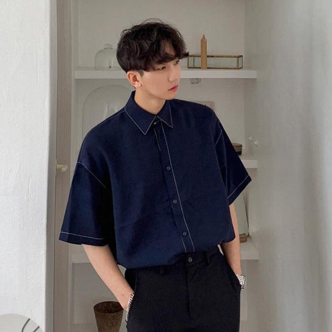 OH Closed Neck Button Shirt-korean-fashion-Shirt-OH Atelier-OH Garments