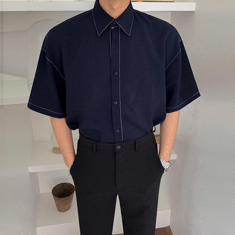 OH Closed Neck Button Shirt-korean-fashion-Shirt-OH Atelier-OH Garments