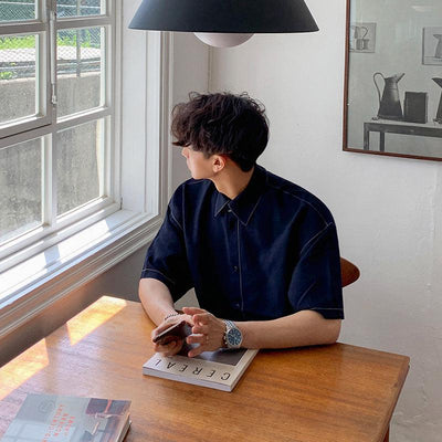 OH Closed Neck Button Shirt-korean-fashion-Shirt-OH Atelier-OH Garments