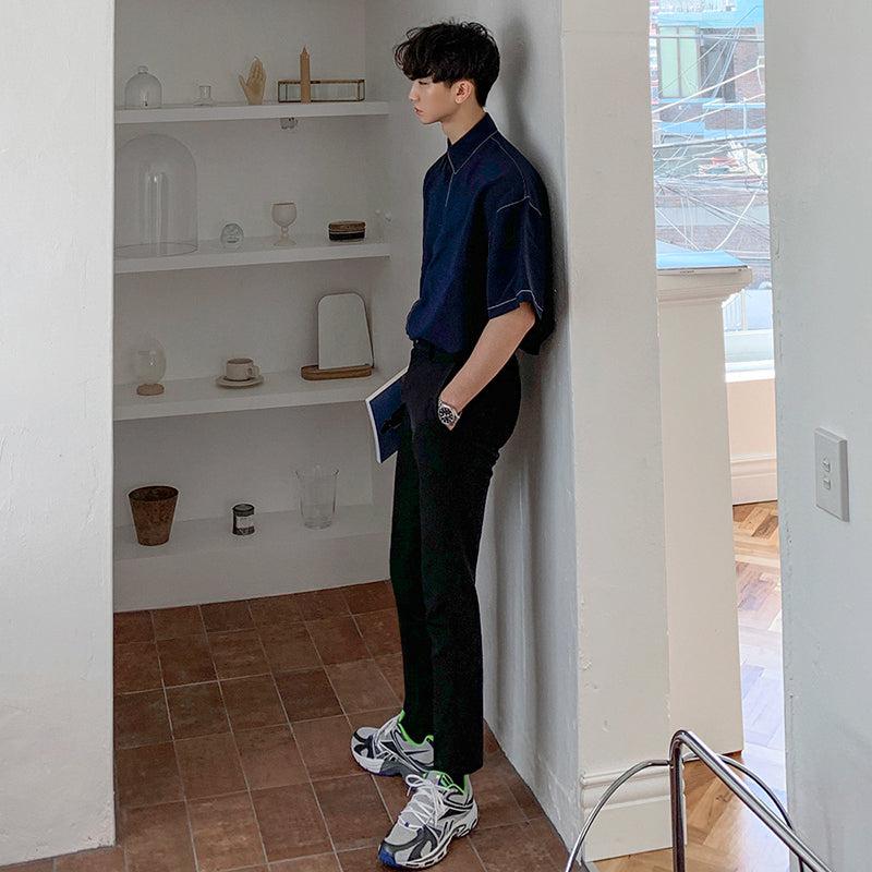 OH Closed Neck Button Shirt-korean-fashion-Shirt-OH Atelier-OH Garments