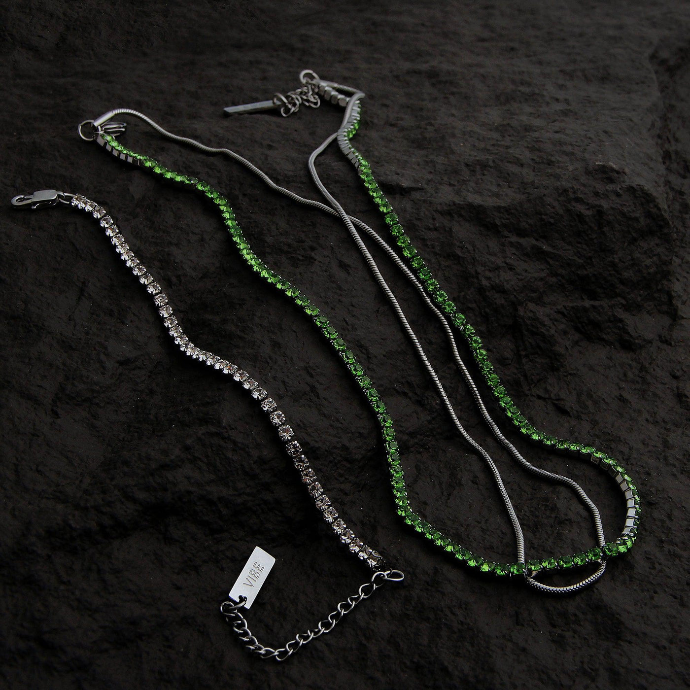OH Emerald and Silver Necklace-korean-fashion-Necklace-OH Atelier-OH Garments