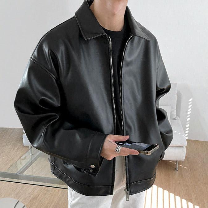 OH Essential Zipper Faux Leather Jacket-korean-fashion-Jacket-OH Atelier-OH Garments
