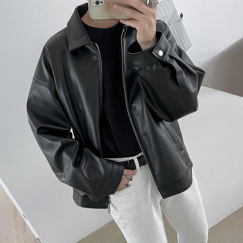 OH Essential Zipper Faux Leather Jacket-korean-fashion-Jacket-OH Atelier-OH Garments