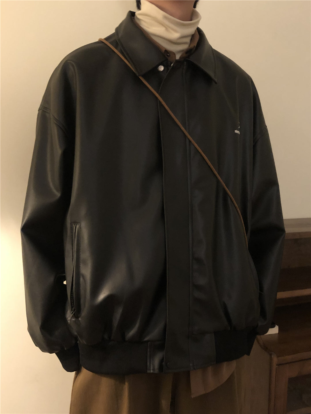 OH Hidden Zipper and Snap Button Faux Leather Jacket-korean-fashion-Jacket-OH Atelier-OH Garments