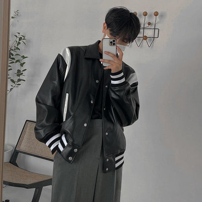 OH Medium Stripes and Lining Varsity Style Jacket-korean-fashion-Jacket-OH Atelier-OH Garments