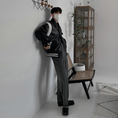 OH Medium Stripes and Lining Varsity Style Jacket-korean-fashion-Jacket-OH Atelier-OH Garments