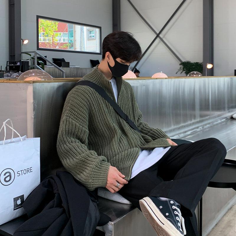 OH Ribbed Zip Knit Jacket-korean-fashion-Jacket-OH Atelier-OH Garments