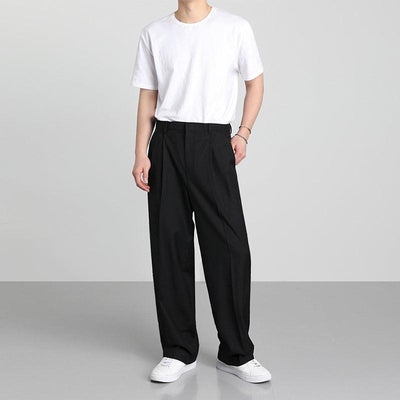 OH School Pleats Style Wide Cut Trousers-korean-fashion-Pants-OH Atelier-OH Garments
