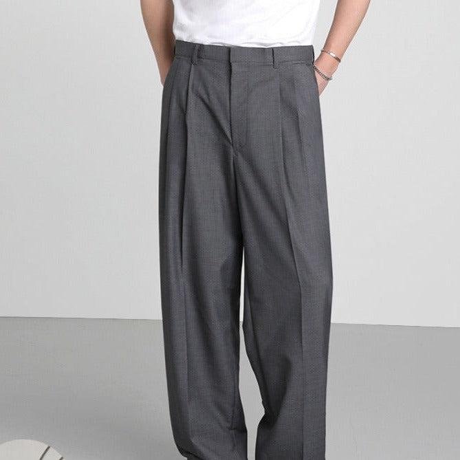 OH School Pleats Style Wide Cut Trousers-korean-fashion-Pants-OH Atelier-OH Garments