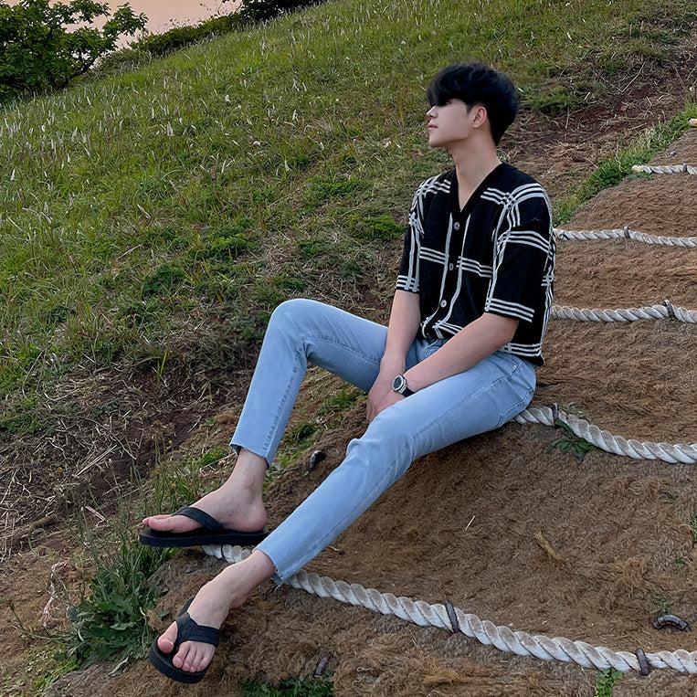 OH Short Sleeve Nova Check Cardigan-korean-fashion-Cardigan-OH Atelier-OH Garments