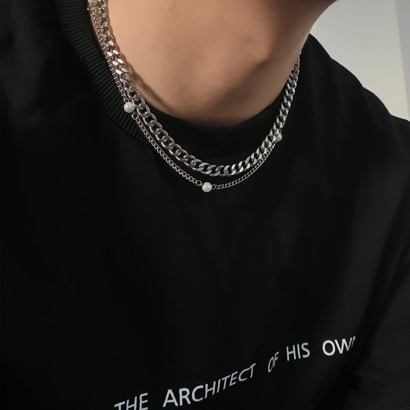 OH Stacked Pearl Cuban Necklace-korean-fashion-Necklace-OH Atelier-OH Garments