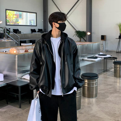 OH Teddy Lined Hooded Leather Jacket-korean-fashion-Jacket-OH Atelier-OH Garments